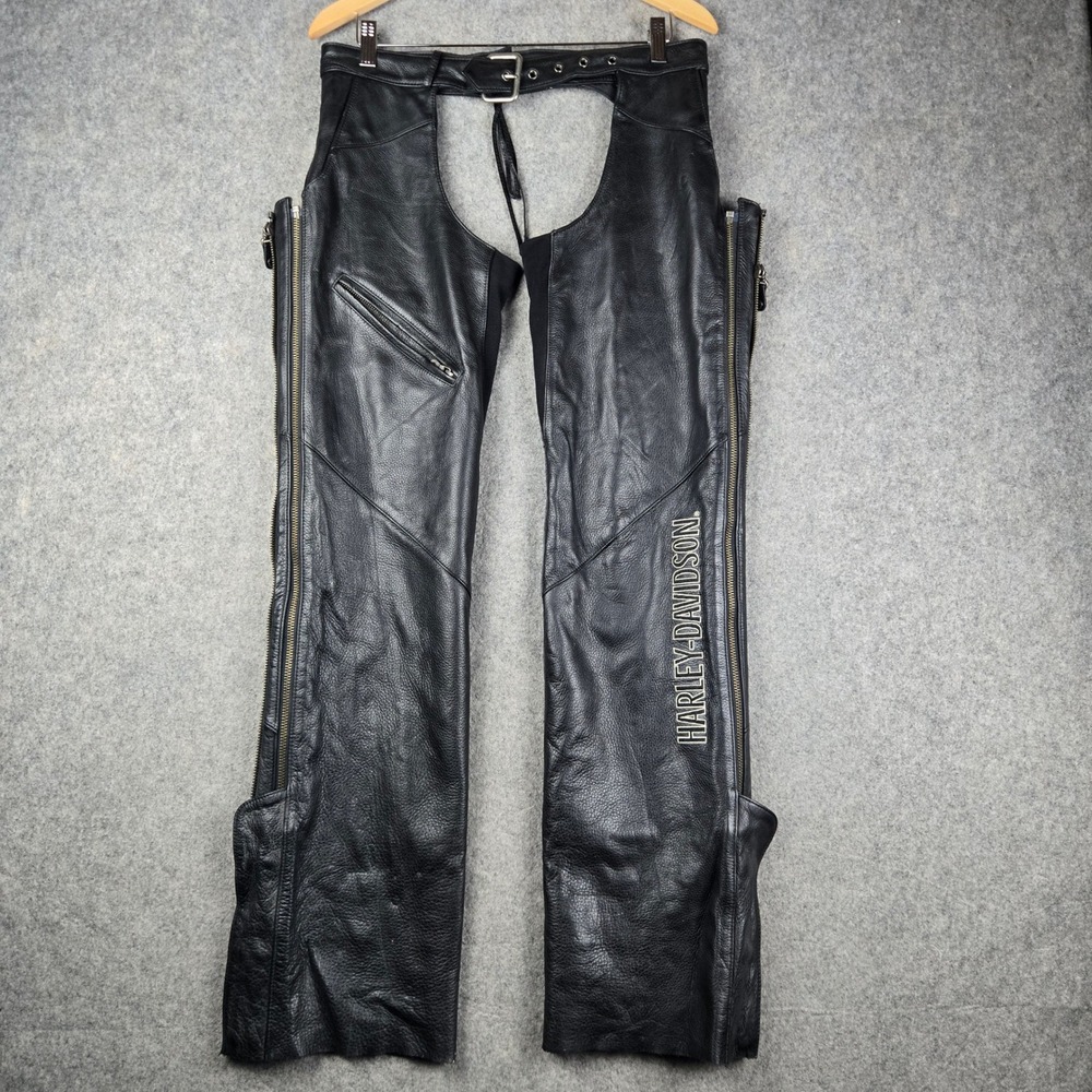 Harley-Davidson Leather Chaps Womens Small Black Biker Moto Riding 98097-06VW